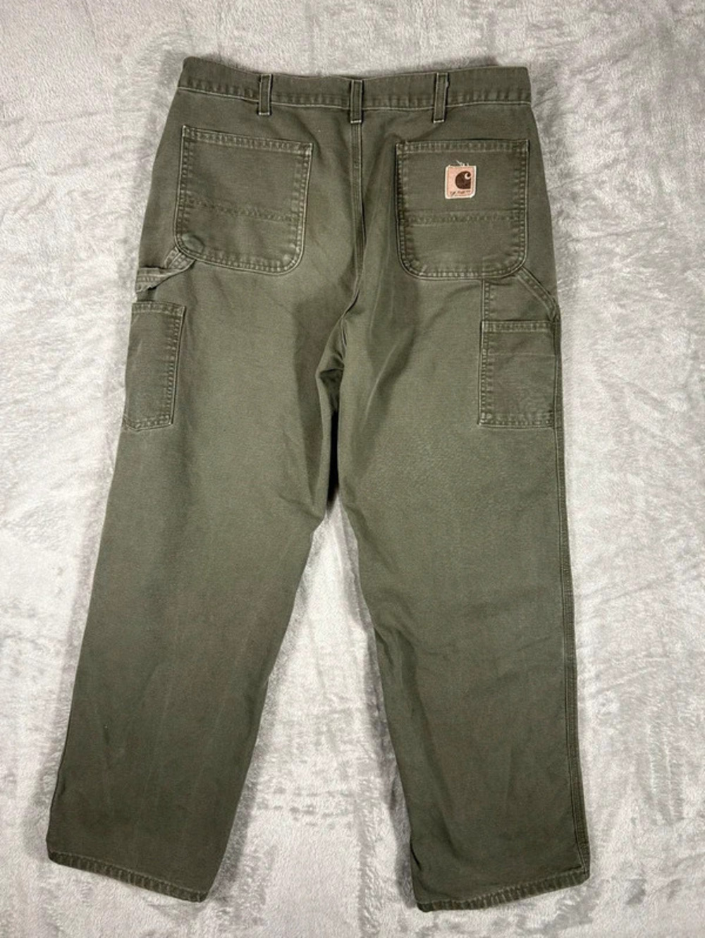 vintage carhartt carpenter pants 36x32 olive green